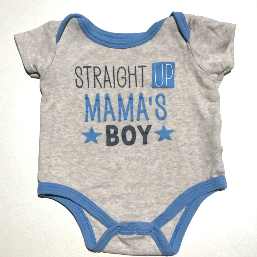 Duck Duck Goose Straight Up Mama's Boy Onesie Size 6-9 Months Gray Blue